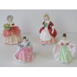 Four miniature Royal Doulton figurines; Valerie HN2107 standing 13.