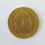 A 22ct gold Edward VII 1909 half sovereign, 4g.