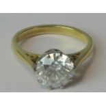 A stunning solitaire diamond and 18ct gold ring, approx 2.