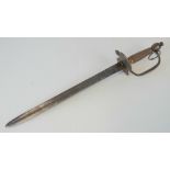 A late 18th century British infantry sword, with shortened fullered blade, 37cm.