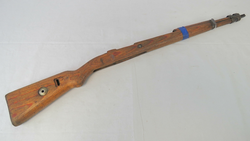 The original woodwork for a WWII German Infantry issue Mauser K98 bolt action rifle,