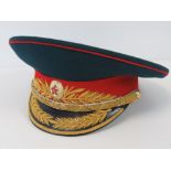 A USSR Generals peaked cap having gilt embroidery.