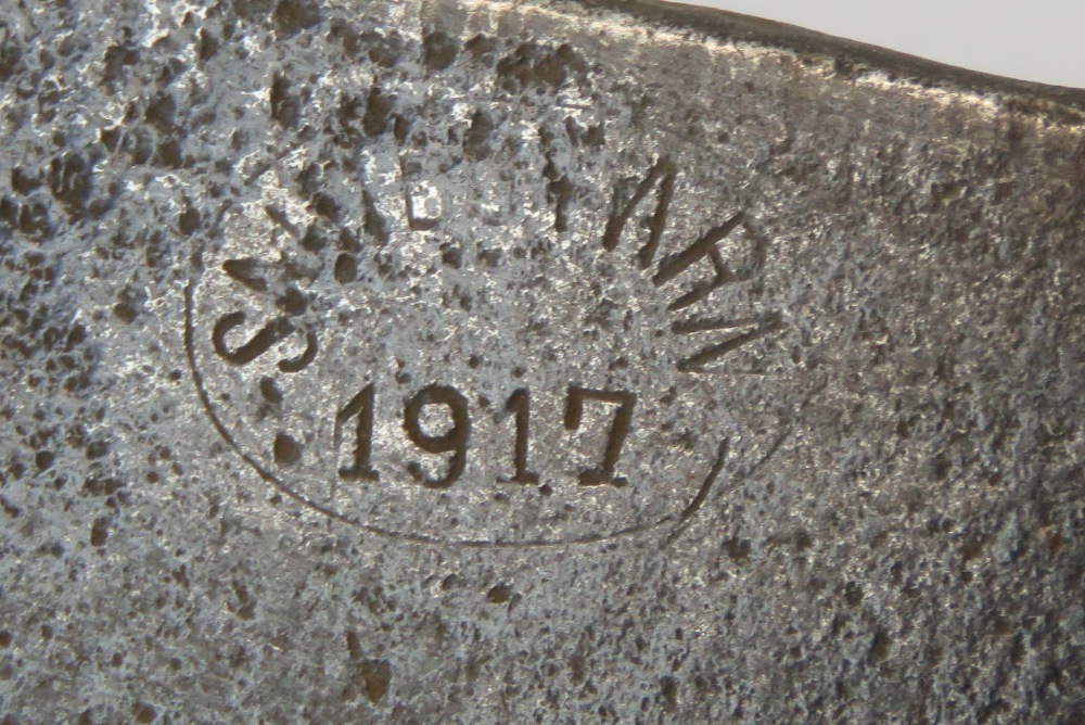 A WWI British Pioneers/Woodsmans knife having indistinct makers mark and dated 1917. - Image 2 of 2