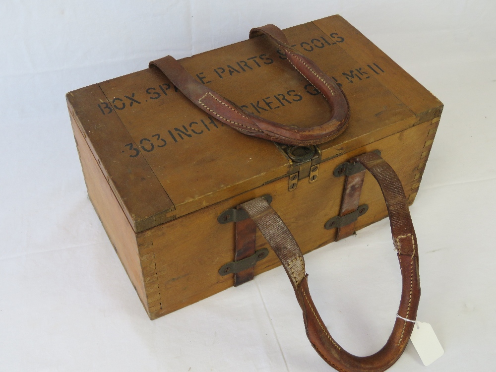 A WWII British military Vickers Armourers tool and spares chest with parts and tools , dated 1943.