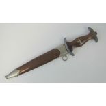 A WWII German SA Officers dagger, engraved 'Alles Fur Deutschland' to 22cm blade, marked RZM M7/2,