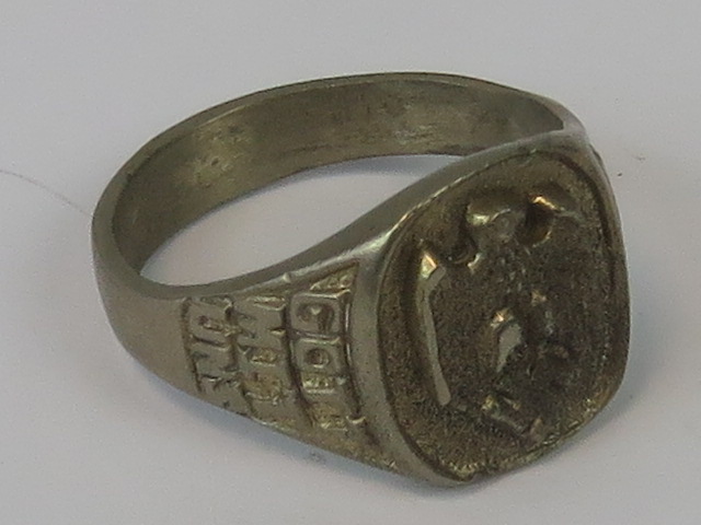 A WWII German Infantry Eagle Award Ring.