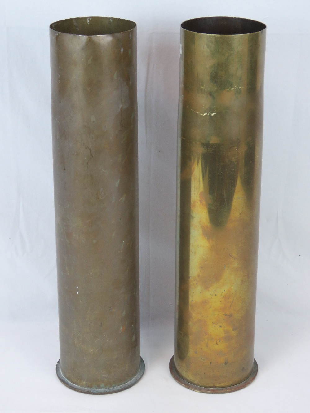 A pair of brass WWI German 105mm Karth A