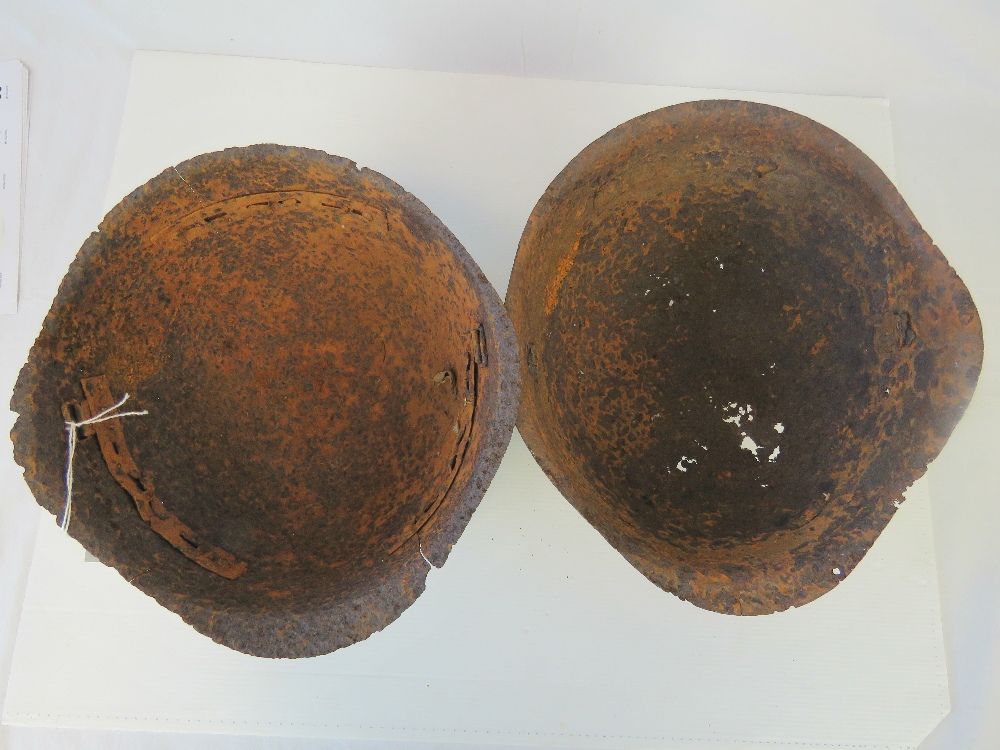 Two WWII Russian helmets in relic condit - Image 2 of 2