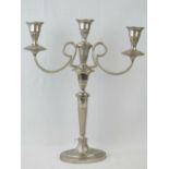 A good three sconce silver plated candel