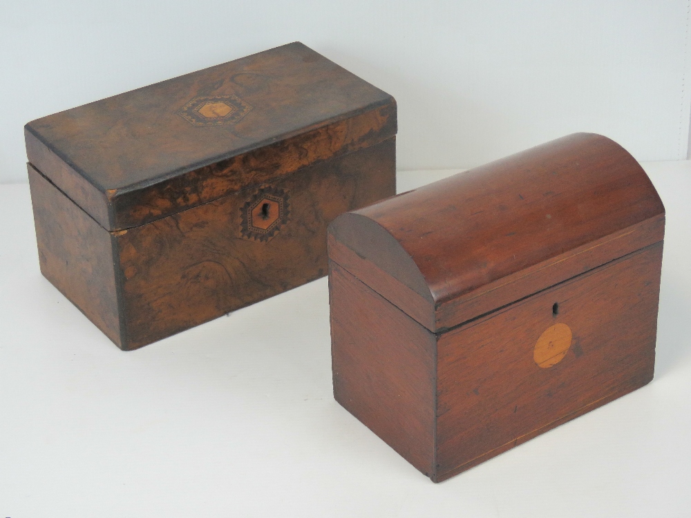 A square shaped walnut two sectional tea