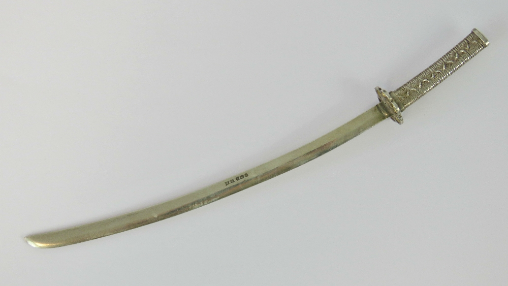 A HM silver miniature Japanese sword (od