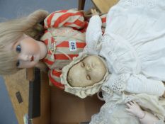 A BISQUE HEAD DOLL, THE HEAD STAMPED S PS H 1909-6-GERMANY WITH LATER BODY, A COMPOSITE DOLL AND A