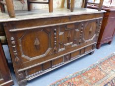 AN 18th.C.OAK PANEL FRONT MULE CHEST. W.135cms.