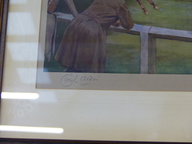 FOUR VINTAGE COLOUR STEEPLE CHASE PRINTS AFTER CECIL ALDIN, ALL PENCIL SIGNED 38 x 66cms TOGETHER - Image 22 of 23