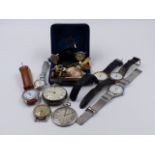 A SELECTION OF VARIOUS WATCHES, POCKET WATCHES, CUFFLINKS, ETC.