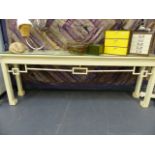 A LARGE CONTEMPORARY CONSOLE TABLE IN THE ORIENTAL STYLE.