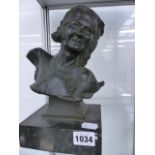 ATTRIBUTED TO SIR WILLIAM REID DICK (1978-1961) A BUST PORTRAIT OF A LADY BRONZE ON MARBLE BASE.