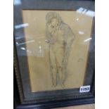 AFTER JAMES MCNEIL WHISTLER (1834-1903) A DRAPED STANDING FIGURE. 20 x 15cms.