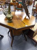 A LATE VICTORIAN ROSEWOOD AND BOXWOOD INLAID OCTAGONAL CENTRE TABLE. W.76cms.