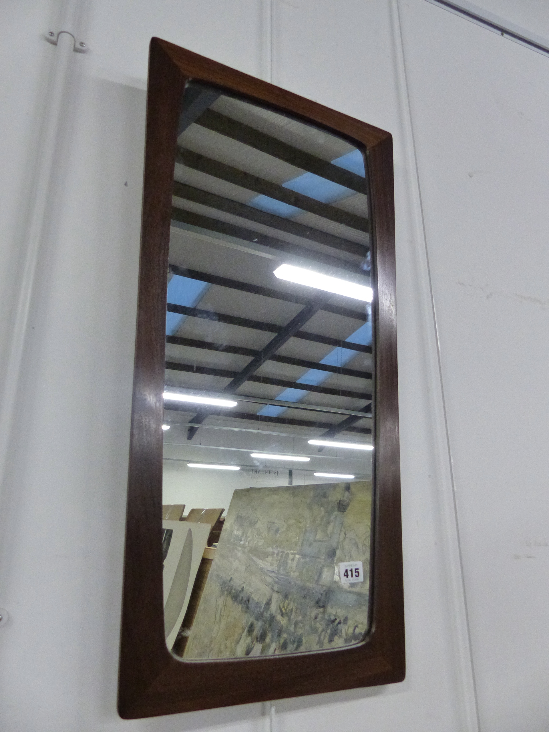 TWO MID CENTURY TEAK FRAMED MIRRORS. - Image 3 of 5