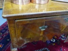 A GEORGIAN AND LATER WALNUT LOWBOY WITH DEEP FRIEZE DRAWER ON SHAPED CABRIOLE LEGS. W.98cms.