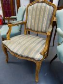 A 19th.C.STYLE LARGE FRENCH STYLE SALON ARMCHAIR.