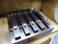 A VINTAGE FIVE NOTE XYLOPHONE BY DEAGAN,CHICAGO