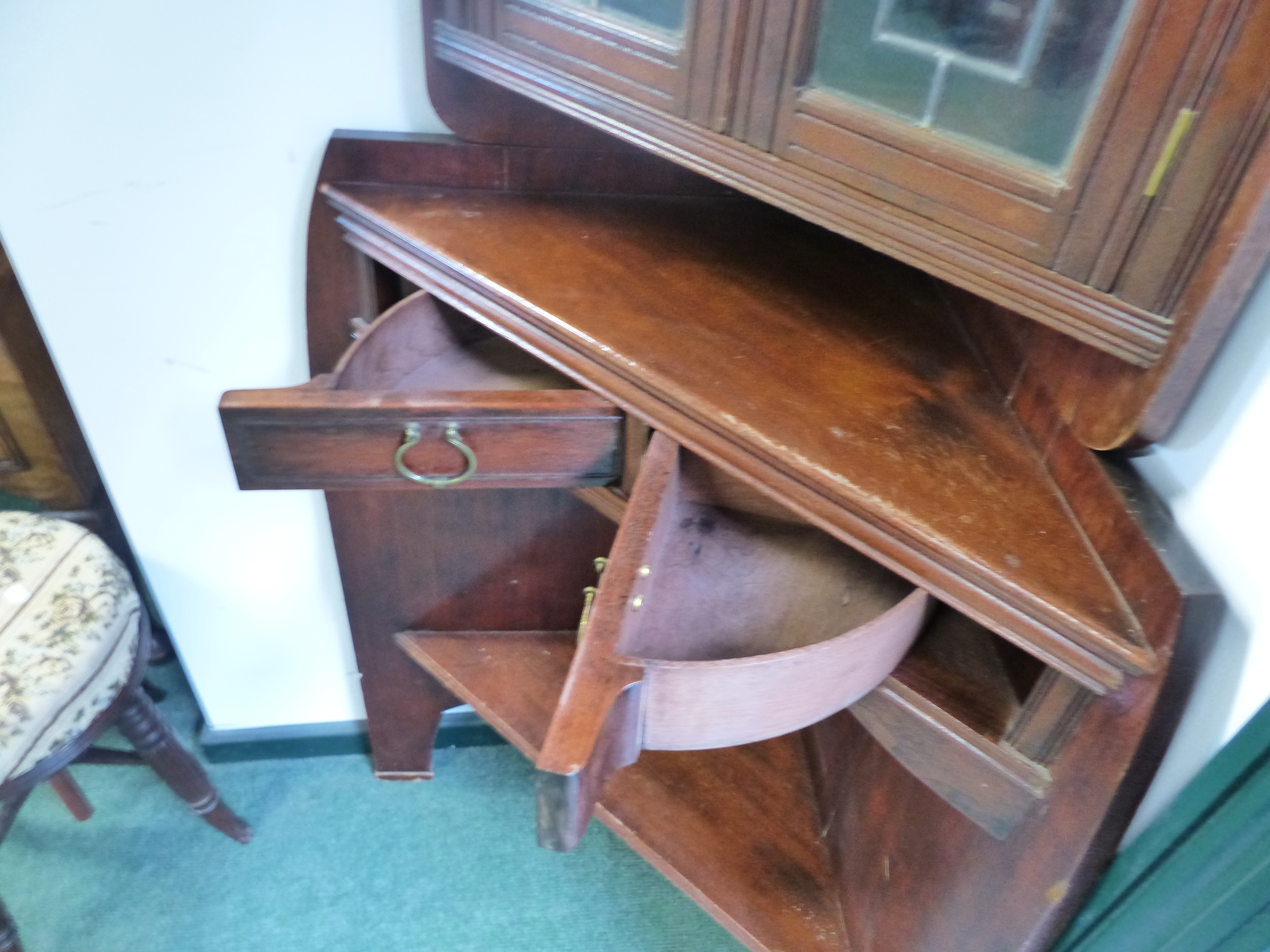 A RARE 19TH ARTS AND CRAFTS CORNER CABINET- " THE ANGLE CABINET" DESIGNED BY E.W.GODWIN AND MOST - Image 16 of 23