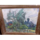 ATTRIBUTED TO ELSIE HENDERSON (1880-1967) (ARR) A WOODLAND VIEW OIL ON BOARD IN A BESPOKE ROWLEY
