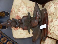 A PAIR OF 19th.C.CARVED OAK WALL BRACKETS.