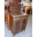 A REGENCY PAINTED PINE SMALL CHIFFONIER WITH RAISED SHELF GALLERY. W.64 x H.127cms.