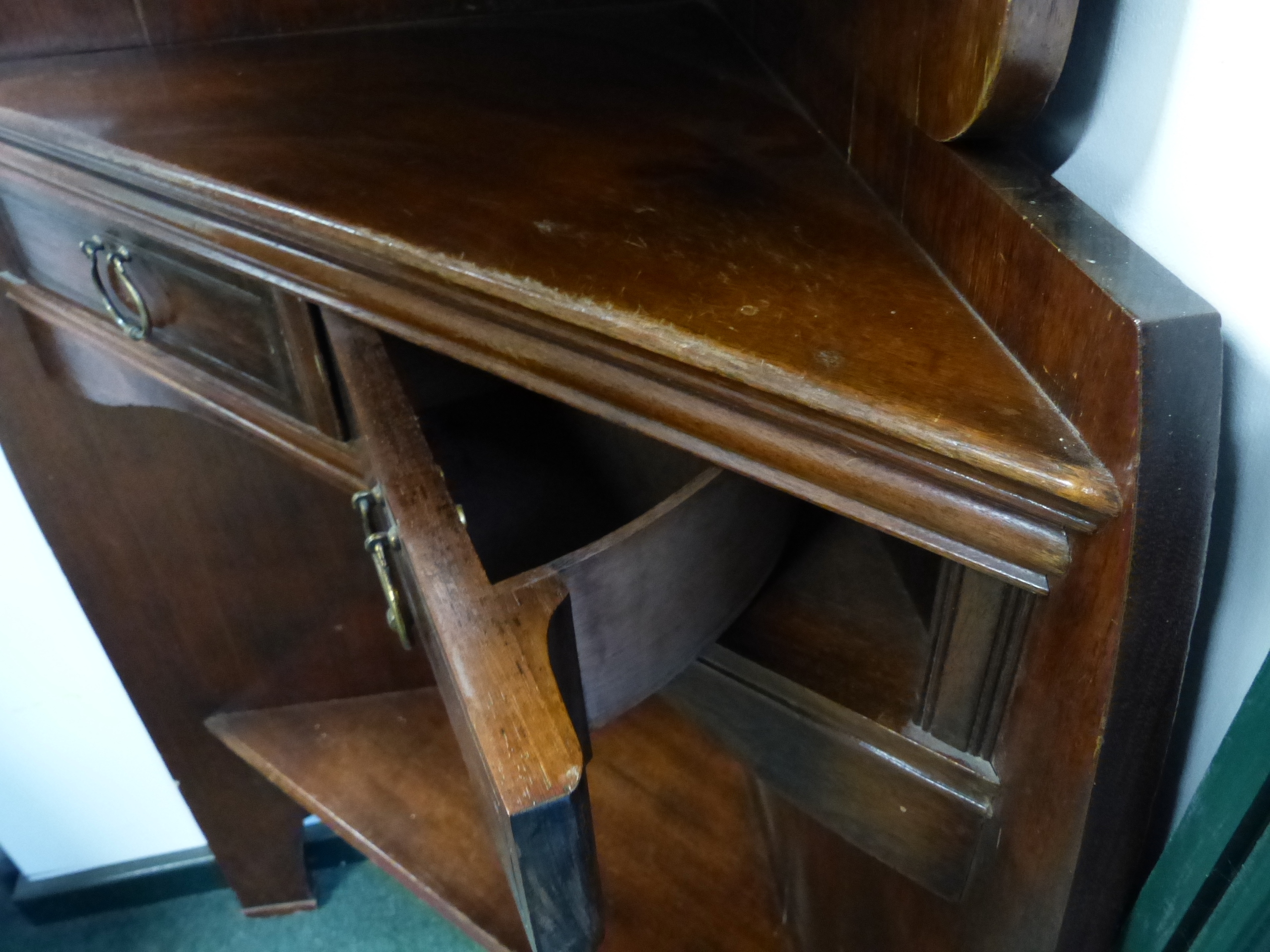 A RARE 19TH ARTS AND CRAFTS CORNER CABINET- " THE ANGLE CABINET" DESIGNED BY E.W.GODWIN AND MOST - Image 5 of 23