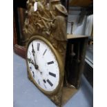 A FRENCH COMTOISE CLOCK MOVEMENT WITH ENAMEL DIAL HOUSED IN AN OVERSIZED WALNUT LONGCASE WITH A