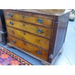 A GEORGIAN MAHOGANY BATCHELOR'S CHEST OF FOUR DRAWERS THE UPPER DRAWER WITH VARIOUS COMPARTMENTS,