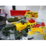 A DINKY 697 FIELD GUN SET, A 651 TANK, A 963 HEAVY TRACTOR, CARS Nos.673,674,231,233 AND 179, A