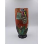 AN ANTIQUE FRENCH OPALINE VASE DECORATED IN THE ORIENTALIST MANNER. H.25cms.