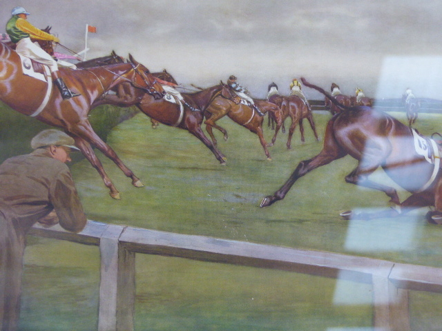 FOUR VINTAGE COLOUR STEEPLE CHASE PRINTS AFTER CECIL ALDIN, ALL PENCIL SIGNED 38 x 66cms TOGETHER - Image 21 of 23