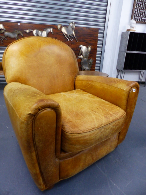 A GOOD QUALITY ART DECO STYLE LEATHER ARMCHAIR. - Image 8 of 16