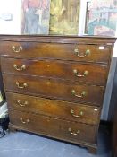 AN 18th.C.OAK COTTAGE CUT CHEST OF FIVE LONG GRADUATED DRAWERS. W.103 x H.122cms.