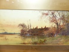 J.T. LESLIE (1800-1900)TWO RIVERSIDE VILLAGE VIEWS BOTH SIGNED AND DATED 1893 WATERCOLOURS. 21 x