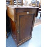 A VICTORIAN MAHOGANY NIGHTSTAND WITH DROP LEAF TOP.