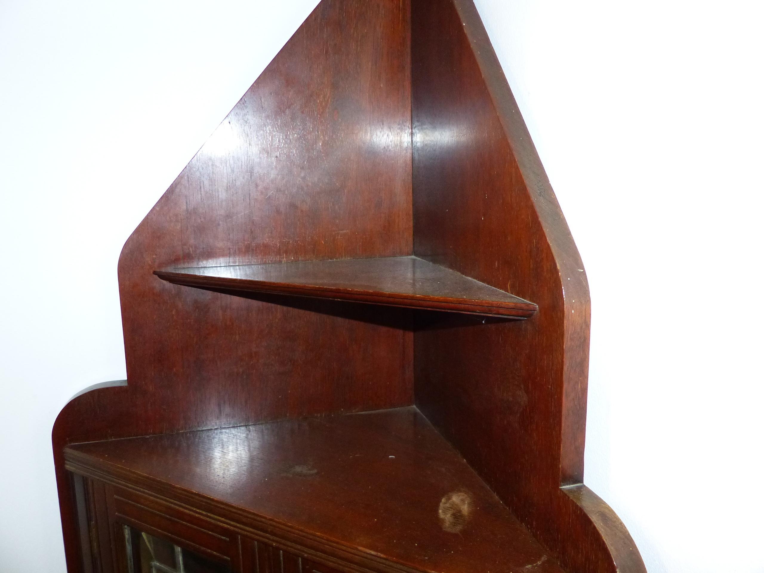 A RARE 19TH ARTS AND CRAFTS CORNER CABINET- " THE ANGLE CABINET" DESIGNED BY E.W.GODWIN AND MOST - Image 12 of 23