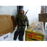 AN ACTION MAN IN GERMAN UNIFORM WITH IRIGINAL 1973 PALITOY POSTAGE PACK TOGETHER WITH AND AIRFIX