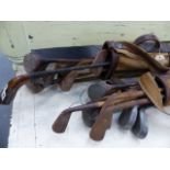 A LARGE QUANTITY OF WOOD SHAFTED AND OTHER GOLF CLUBS.