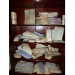 A LARGE COLLECTION OF ANTIQUE AND OTHER LEGAL DOCUMENTS, WILLS, PROBATE, ACCOUNTS,ETC