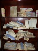 A LARGE COLLECTION OF ANTIQUE AND OTHER LEGAL DOCUMENTS, WILLS, PROBATE, ACCOUNTS,ETC