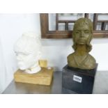 SYLVIA WARMAN (1922-2016) TWO PORTRAIT BUSTS OF GIRLS, A PLASTER EXAMPLE AND THE OTHER WITH