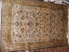 A FINELY WOVEN PERSIAN SILK PRAYER RUG. 153 x 106cms.