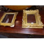 TWO ANTIQUE GILT PICTURE FRAMES OF SMALL SIZE.