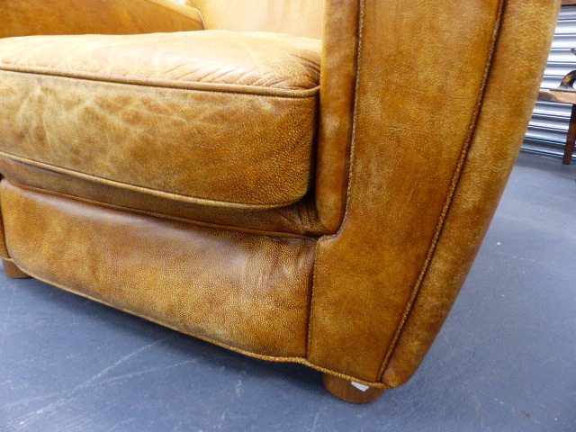 A GOOD QUALITY ART DECO STYLE LEATHER ARMCHAIR. - Image 10 of 16